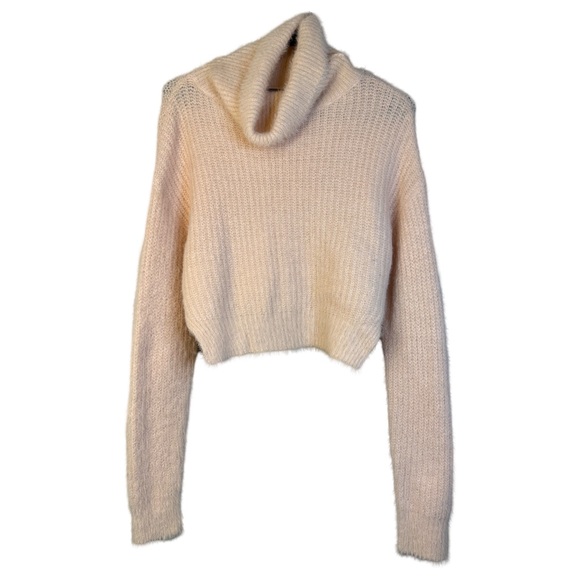 Charlotte Russe Light Pink Cowl Neck Soft Sweater Cropped Girly Feminine Size XS - Picture 2 of 6